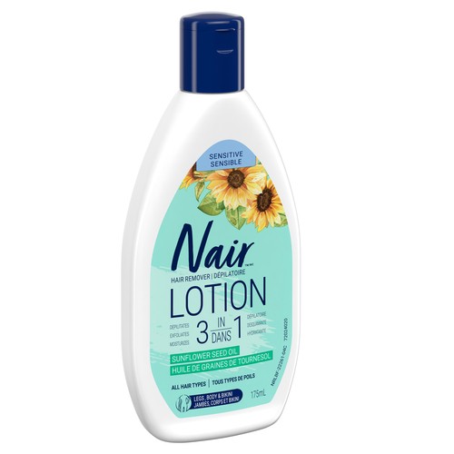 Nair 3-In-1 Hair Removal Lotion for Sensitive Skin With Sunflower Seed Oil & Green Tea Extract 175 ml