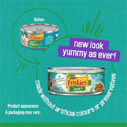 Friskies Indoor in Sauce Wet Cat Food Saucy Seafood Bake with Garden Greens 156 g