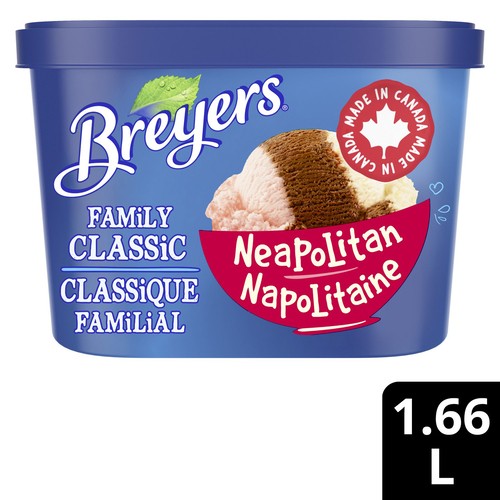 Breyers Family Classic Frozen Dessert With Cocoa, Vanilla & Strawberries Neapolitan 1.66 L
