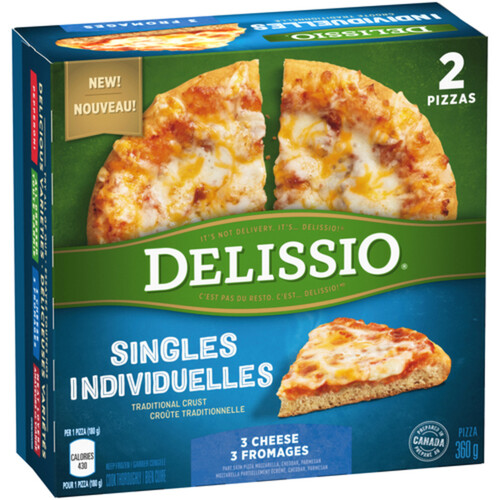 Delissio Frozen Pizza Singles 3 Cheese 2 x 180 g