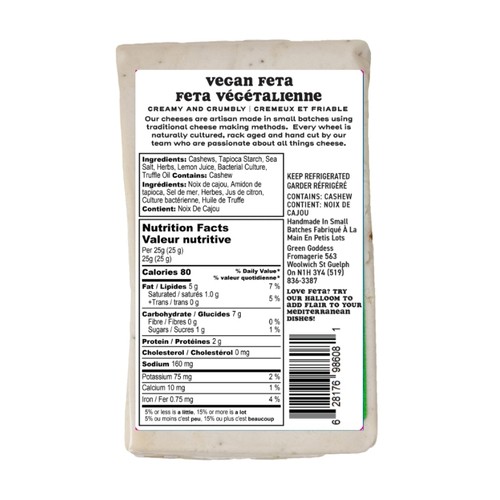 Green Goddess Fromagerie Vegan Cheese Feta Creamy And Crumbly 200 g