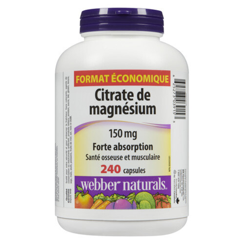 Webber Naturals Supplement Magnesium Citrate 150 mg 240 Capsules