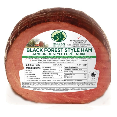 McLean Meats Cooked Ham Black Forest Style 