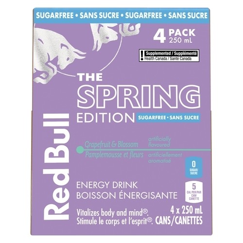 Red Bull Sugar-Free Energy Drink Spring Edition Grapefruit & Blossom 4 x 250 ml (cans)