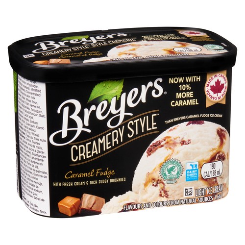 Breyers Kosher Certified Creamery Style Light Ice Cream Caramel Fudge 1.66 L