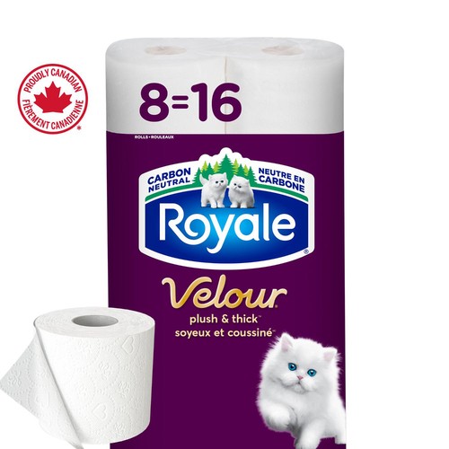 Royale Velour Toilet Paper 2-Ply 8 Rolls x 142 Sheets