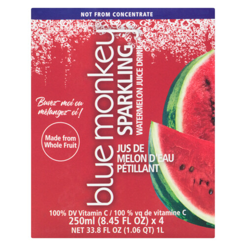 Blue Monkey Sparkling Juice Watermelon 4 x 250 ml (cans) Voilà Online Groceries & Offers