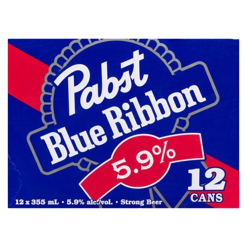 Pabst Blue Ribbon Beer 5.9% Alcohol 12 x 355 ml (cans)