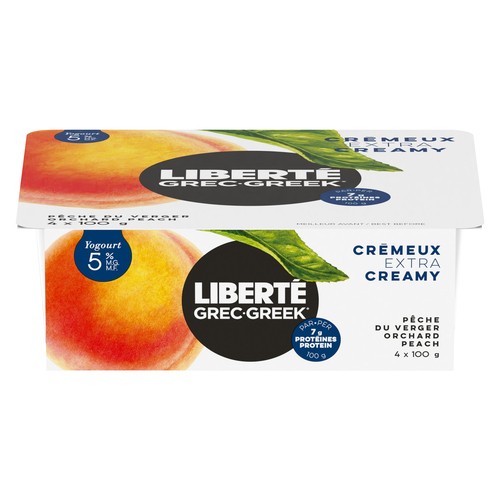 Liberte Greek 5% Yogurt Orchard Peach 4 x 100 g