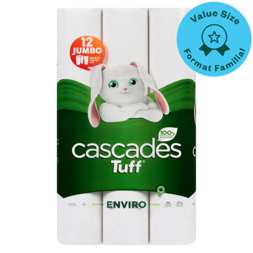 Cascades Tuff Enviro Paper Towel Jumbo 2-Ply 12 Rolls x 105 Sheets