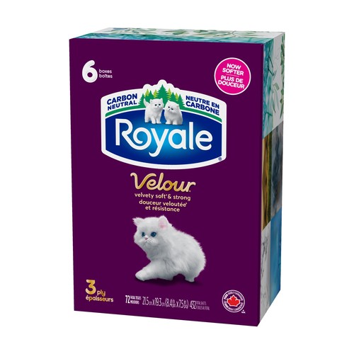 Royale Velour Facial Tissue 3 Ply 6 Boxes x 72 Sheets