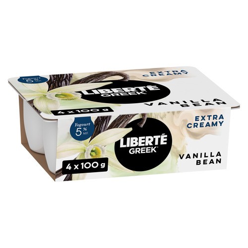 Liberté Greek 5% Extra Creamy Yogurt Vanilla Bean 4 x 100 g