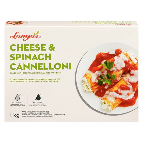 Longo's Frozen Cannelloni Cheese & Spinach 1 kg