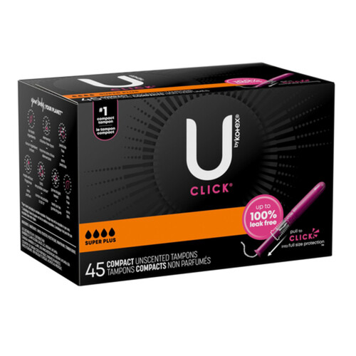 U by Kotex Click Compact Tampons Super Plus Absorbency Unscented 45 Count