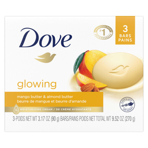 Dove Beauty Bar Soap Gentle Skin Cleanser Glowing Mango & Almond Butter 3 x 106 g