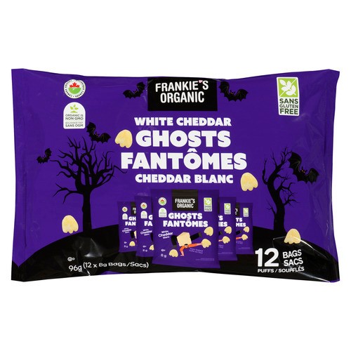 Frankie's Organic Ghost Snacks White Cheddar 12 x 8 g