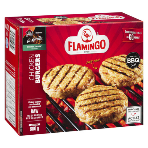 Flamingo Non Cooked Non Breaded Frozen Chicken Burger 600 g