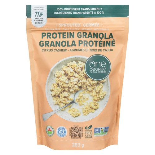 One Degree Organic Foods Protein Granola Sprouted Citrus Cashew 283 g