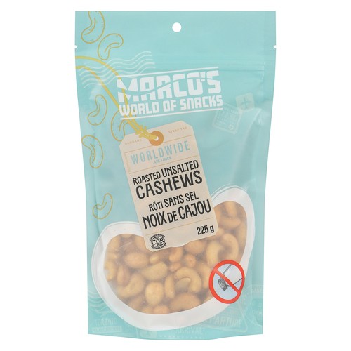 Marco's World Of Snacks Cashews Roasted Unsalted 225 g