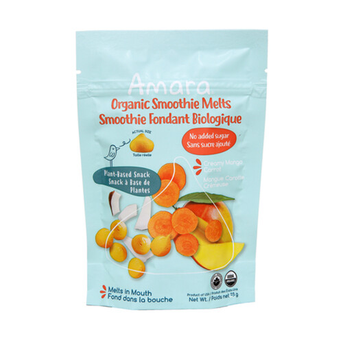 Amara Baby Food Organic Smoothie Melts Creamy Mango Carrot 23 g