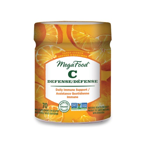 MegaFood Organic Vitamin C Nutritional Supplements Tangy Citrus Gummies 70 Count