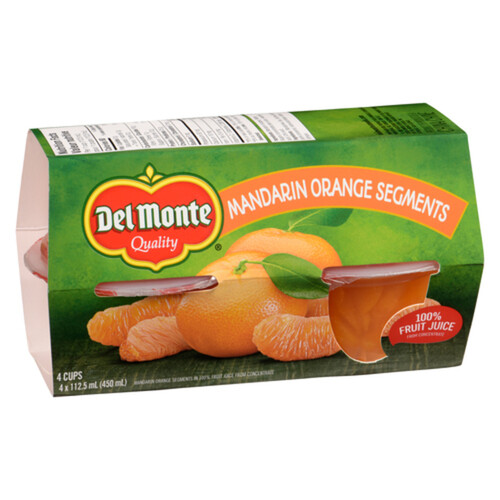 Del Monte Fruit Bowls In Fruit Juice Mandarin Orange 4 x 112.5 ml