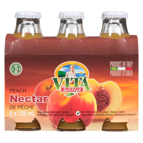 Vita Sana Juice Peach Nectar 6 x 125 ml (bottles)