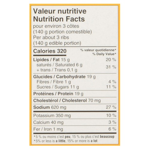 St-Hubert Ready To Cook Pork Back Ribs BBQ 625 g