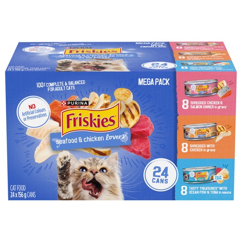Friskies Wet Cat Food Seafood & Chicken Lovers Variety Pack 24 x 156 g 
