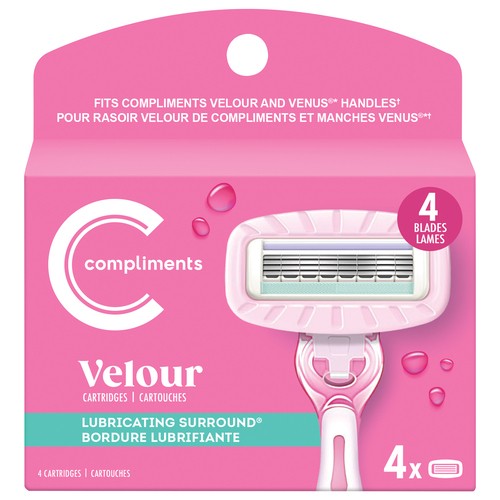 Compliments Velour Razors Blades Refills With Lubricating Surround 4 Pack