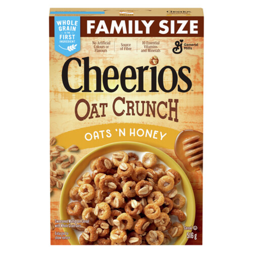 Cheerios Cereal Oat Crunch Oats 'N Honey Family Size 516 g