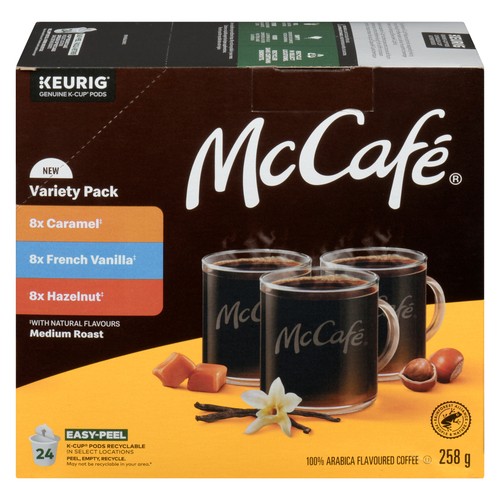 McCafé 100% Arabica Flavoured Coffee Medium Roast Variety Pack 24 K-Cups 258 g