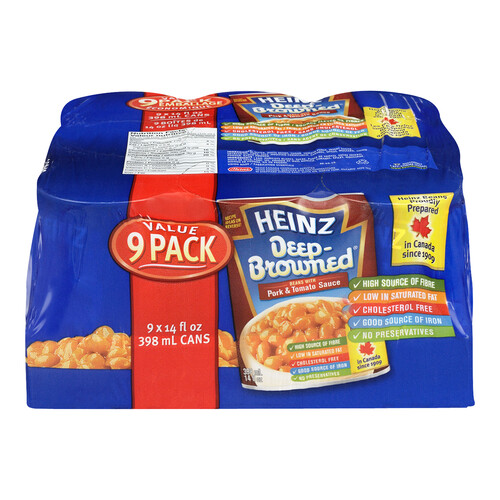 Heinz Beans Deep-Browned with Pork & Tomato Sauce 9 x 398 ml