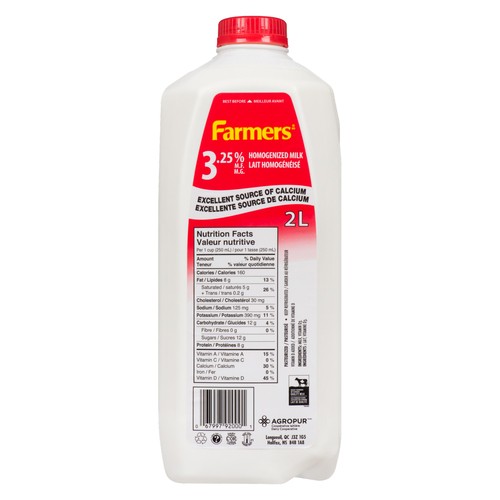 Farmers 3.25%  Milk  Homogenized 2 L