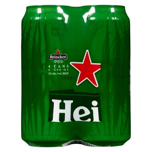 Heineken Beer 5% Alcohol 4 x 500 ml (cans)