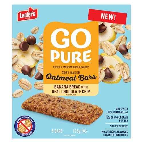Go Pure Soft Baked Oatmeal Bars Banana Bread With Real Chocolate Chip 5 x 35 g