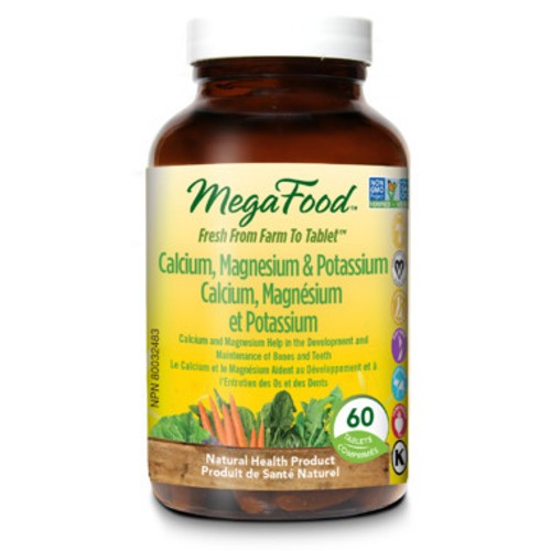 MegaFood Calcium Magnesium & Potassium Tablets 60 Count