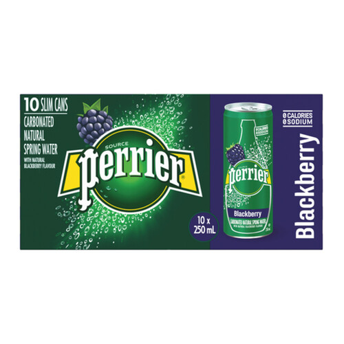 Perrier Carbonated Natural Spring Water Blackberry 10 x 250 ml (cans)