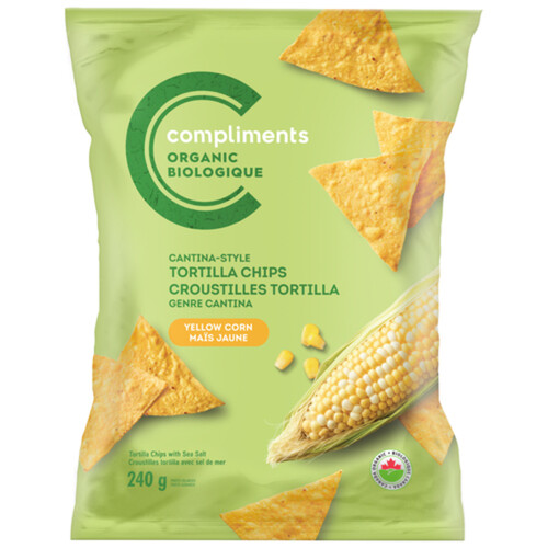 Compliments Organic Tortilla Chips Cantina Style Yellow Corn 240 g