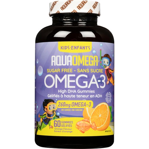 AquaOmega Omega-3 High DHA Gummies Kids Orange Flavour 60 Count