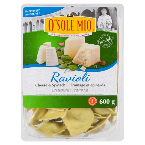 O'Sole Mio Ravioli Cheese Spinach 600 g