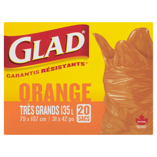 Glad Garbage Bags Orange Extra Large 135 L 20 Bags