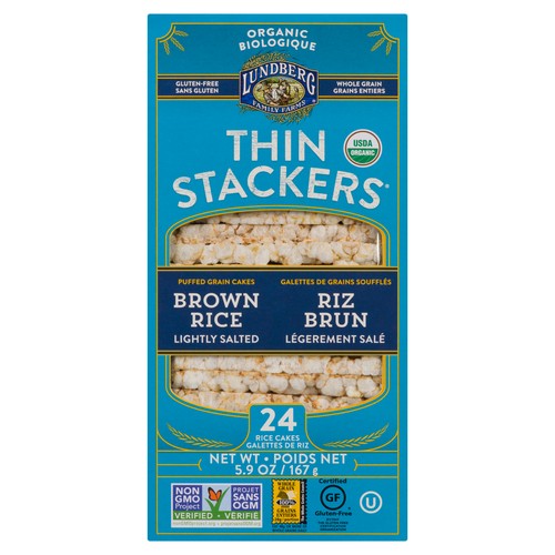 Lundberg Family Farms Organic & Gluten-Free  Lightly Salted Thin Stackers Brown Rice 167 g