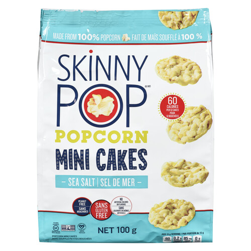 Skinny Pop Gluten-Free Popcorn Mini Cakes Sea Salt 100 g