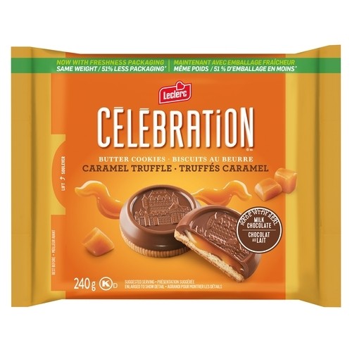 Leclerc Celebration Milk Chocolate Coated Cookies Caramel Truffle 240 g
