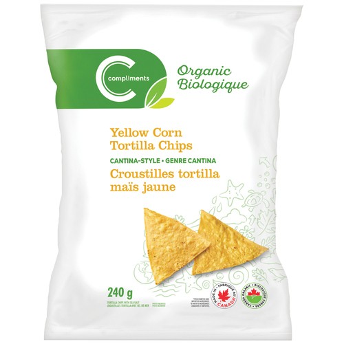 Compliments Organic Tortilla Chips Cantina Style Yellow Corn 240 g