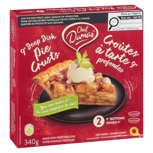 Chef Dumas Pie Crusts 9-Inch Deep Dish 2 x 170 g (frozen)