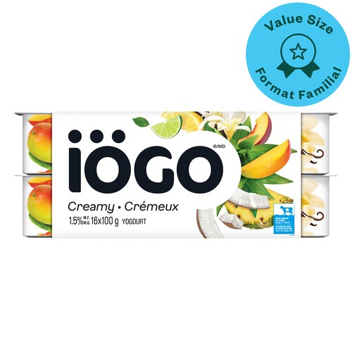 iÖGO 1% Yogurt Cups Creamy Tropical 16 x 100 g