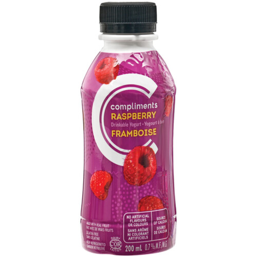 Compliments 0.7% Drinkable Yogurt Raspberry 200 ml