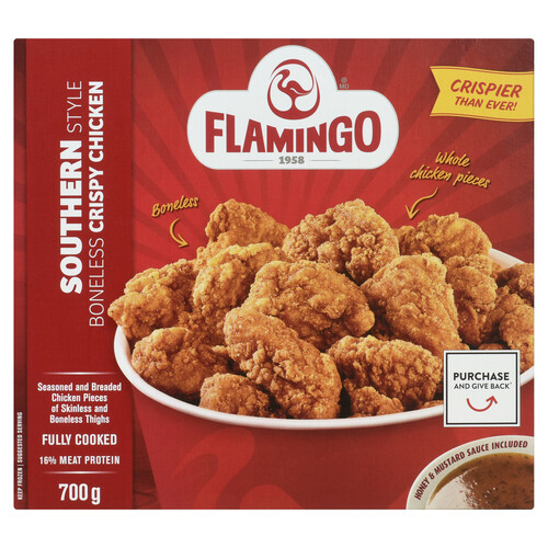 Flamingo Frozen Chicken Thigh Pieces Boneless Skinless Crispy Southern Style 700 g